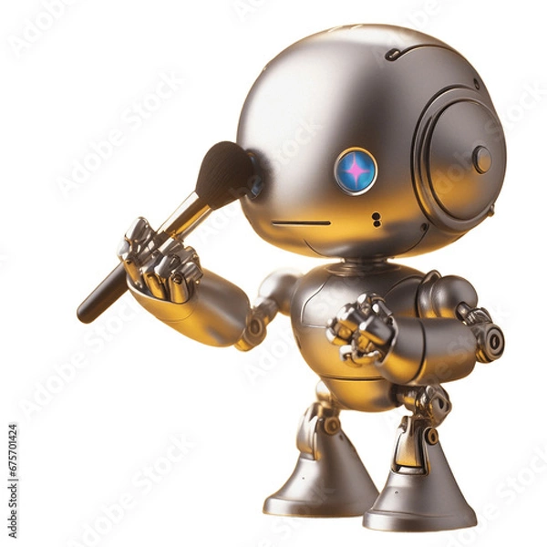 Obraz Cute robot doing makeup