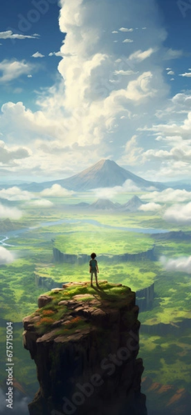 Obraz A man standing on top of a mountain