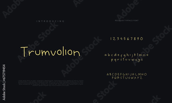 Fototapeta Handwritten Script font. Hand drawn brush style modern calligraphy cursive typeface. Hand Lettering and Custom Typography alphabet for Designs: Logo, Greeting Cards, Poster. Vector Brush type set.
