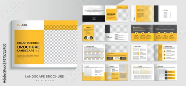 Obraz Construction Landscape brochure design. company profile 16 pages layout brochure template.