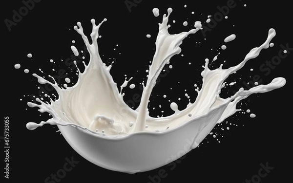 Fototapeta milk or white liquid splash isolated on black background