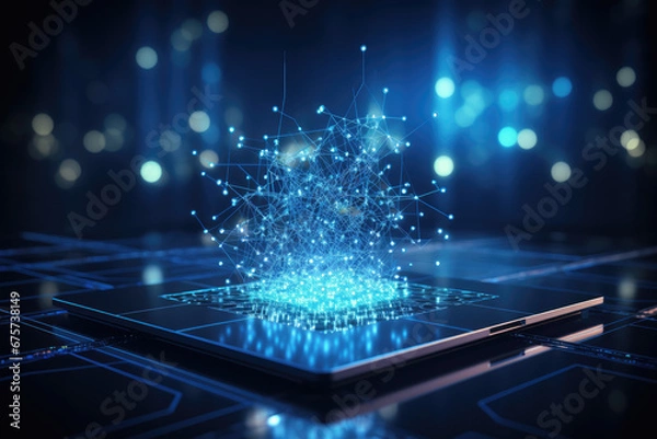 Fototapeta Hologram Network Computer - Generative AI illustration