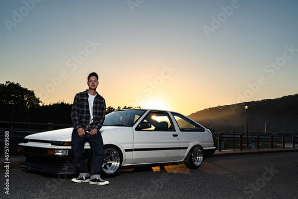 Obraz 愛車と男性７