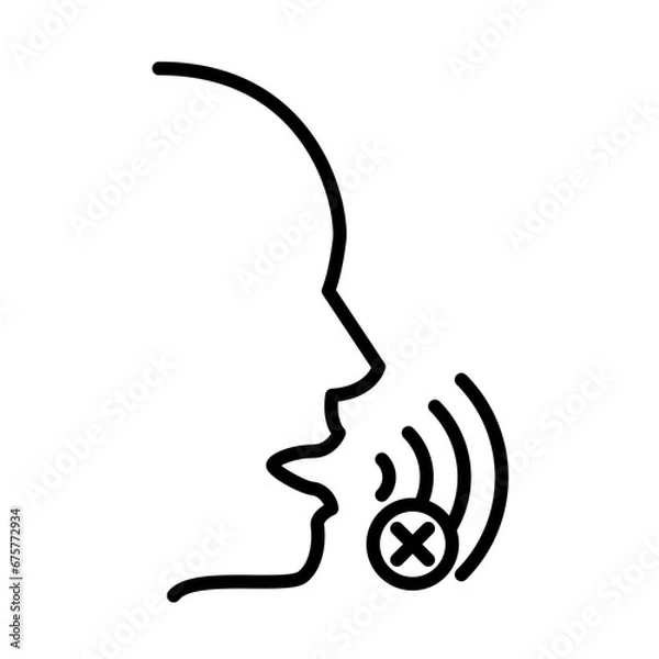 Obraz Speech impaired disability icon with black outline style. speech, impairment, language, disorder, therapy, therapist, speak. Vector Illustration