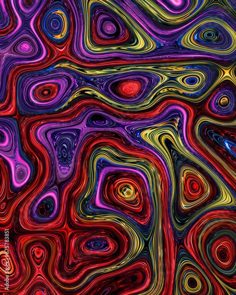 Obraz Abstract liquid space pattern art with circles and waves