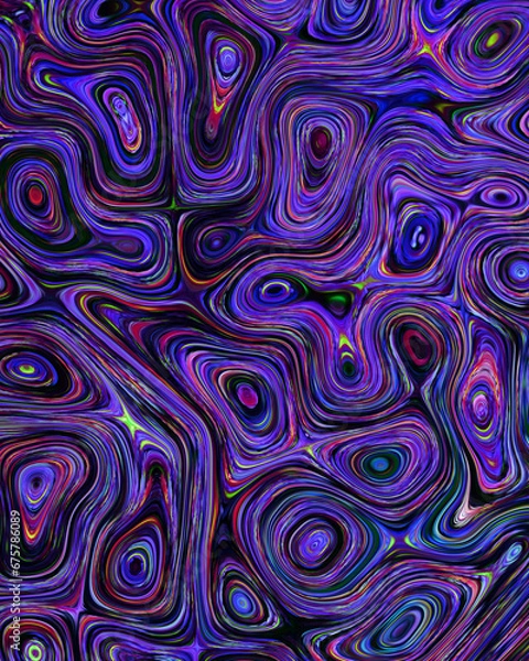 Obraz Abstract liquid space pattern art with circles and waves