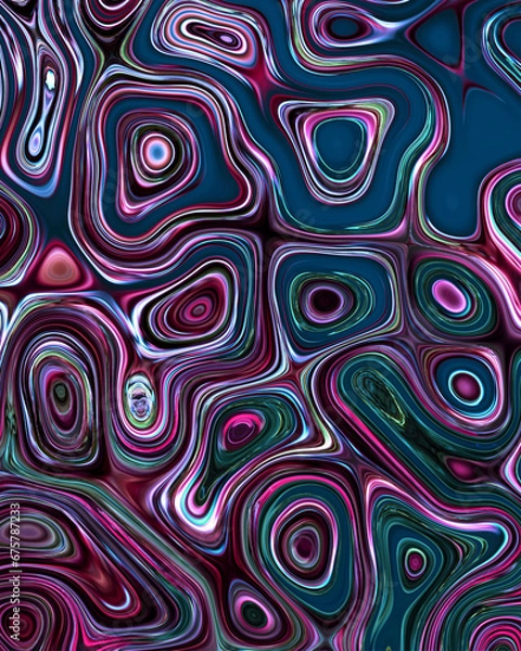 Obraz Abstract liquid space pattern art with circles and waves