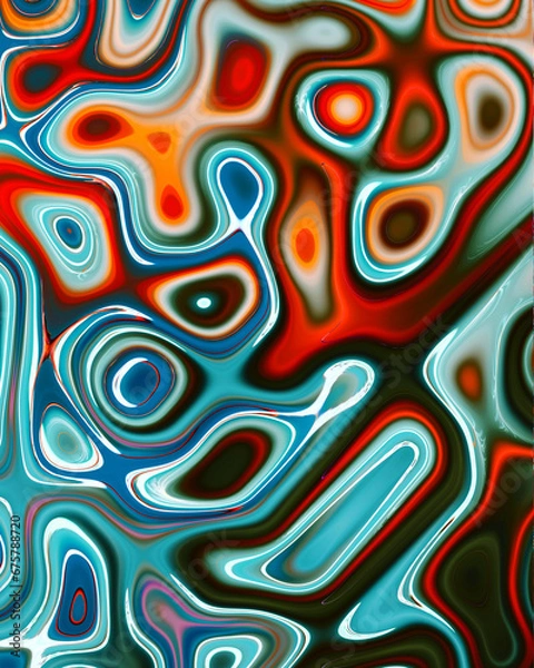 Obraz Abstract liquid space pattern art with circles and waves