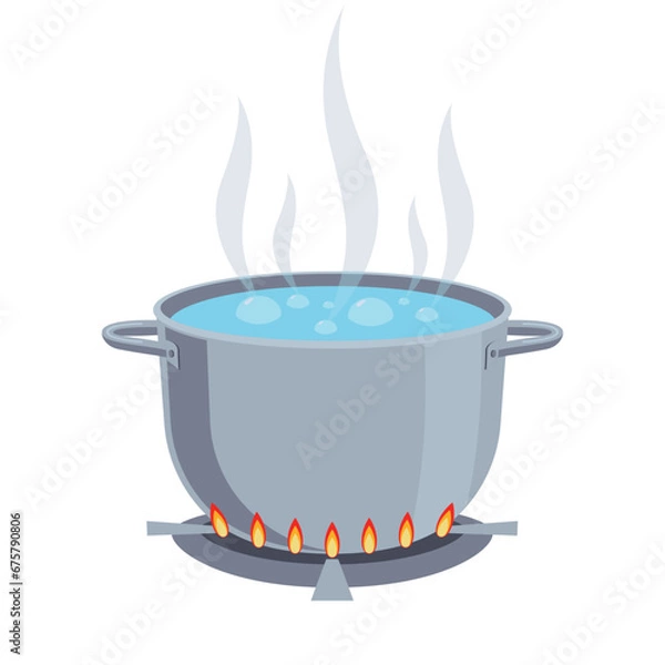 Obraz Boiling water in pan design vector flat isolated illustration