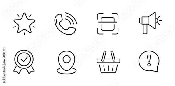 Fototapeta Ecommerce icon, Shopping icon set. Сollection of web icons for online shop, such as discount, delivery
