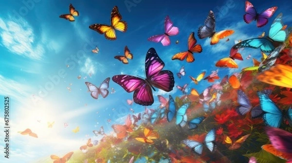Fototapeta vivid picture of colorful butterflies