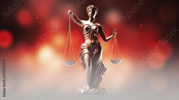 Fototapeta Statue of Lady Justice with Bokeh Effects