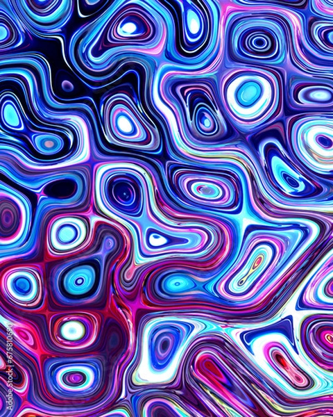 Obraz Abstract liquid space pattern art with circles and waves