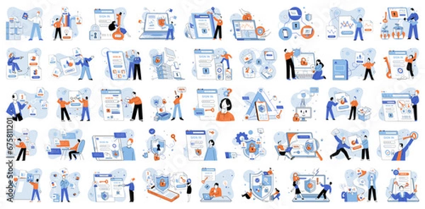 Fototapeta Cyber security vector illustration. Cybersecurity is backbone digital privacy and protection The security personal information is paramount in cyberspace Technology advancements have led to increased
