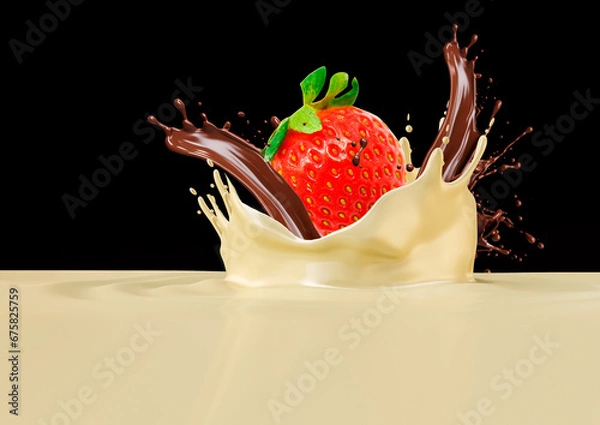 Obraz Strawberry chocolate splash
