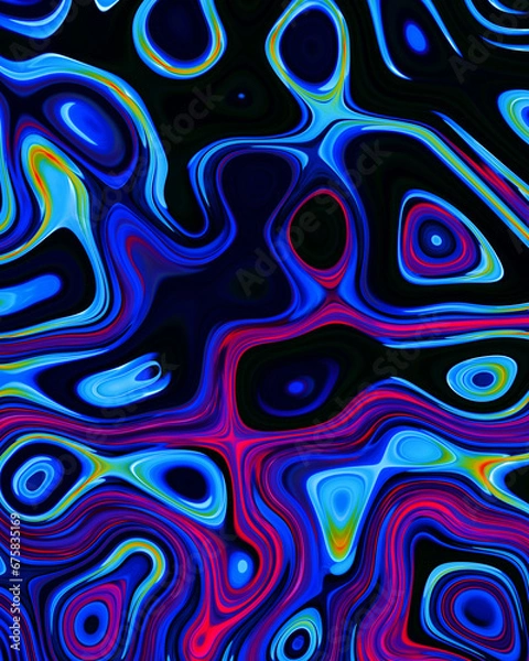 Fototapeta Abstract liquid space pattern art with circles and waves
