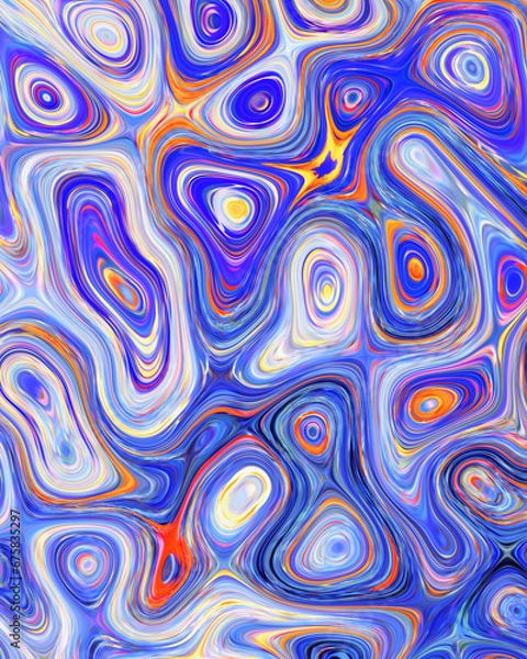 Fototapeta Abstract liquid space pattern art with circles and waves