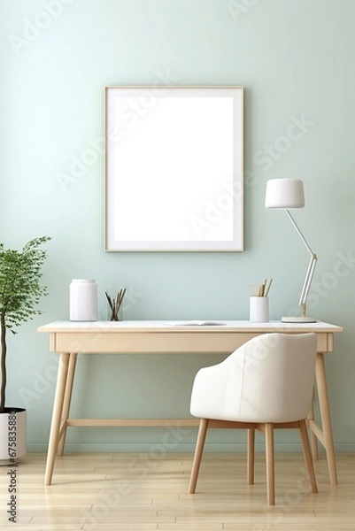 Fototapeta Mock up poster frame in interior background, Scandinavian style