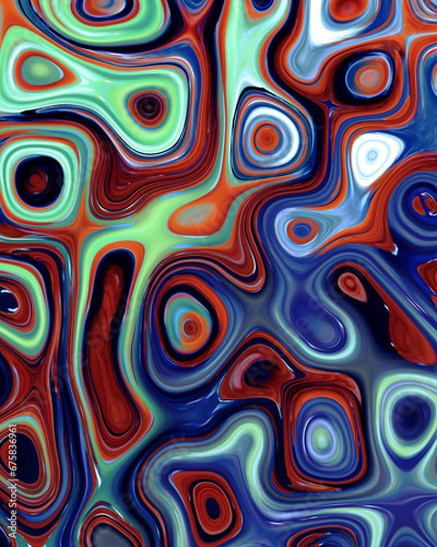 Fototapeta Abstract liquid space pattern art with circles and waves