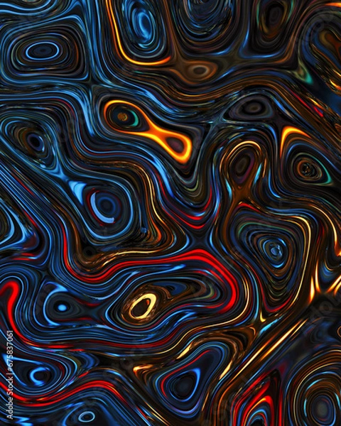 Obraz Abstract liquid space pattern art with circles and waves