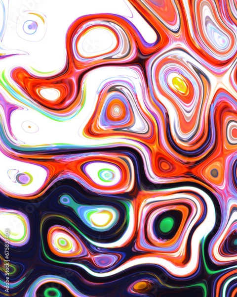 Fototapeta Abstract liquid space pattern art with circles and waves