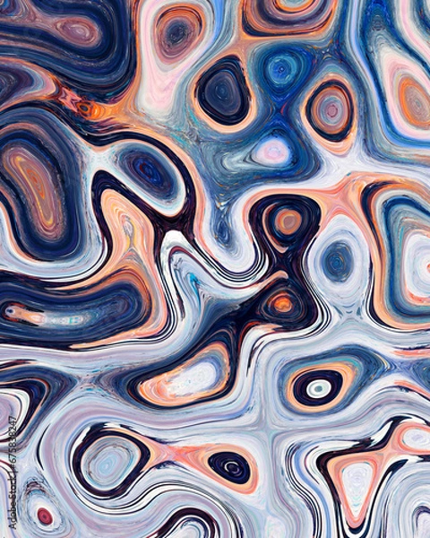 Fototapeta Abstract liquid space pattern art with circles and waves