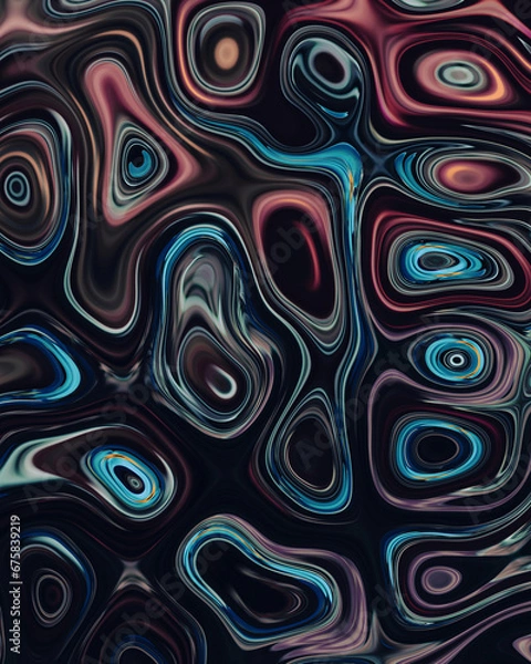 Obraz Abstract liquid space pattern art with circles and waves