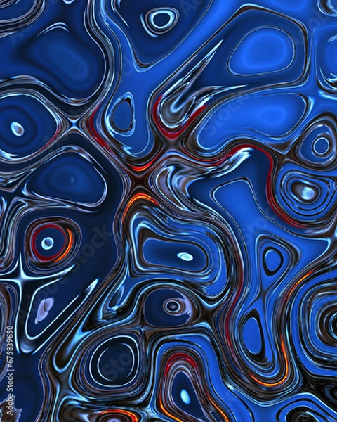 Fototapeta Abstract liquid space pattern art with circles and waves