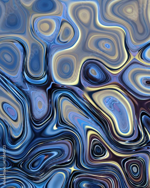 Fototapeta Abstract liquid space pattern art with circles and waves