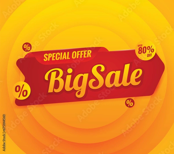 Obraz big sale banner template with background yellow. red label modern design