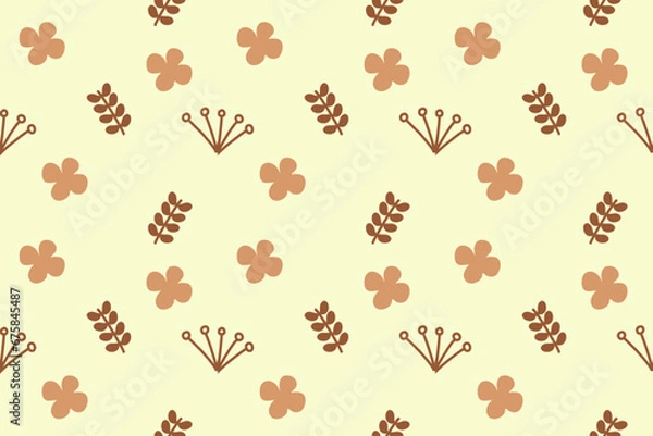 Fototapeta Seamless pattern, simple flower, brown color.