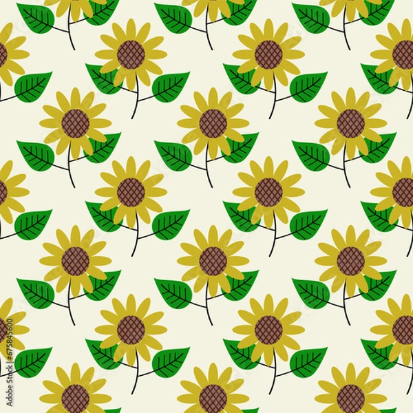 Fototapeta sun flowers vector, for wrapping, textile, pajamas, bed cover.