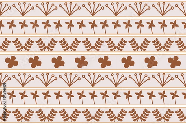 Fototapeta Seamless pattern, simple flower, brown color.