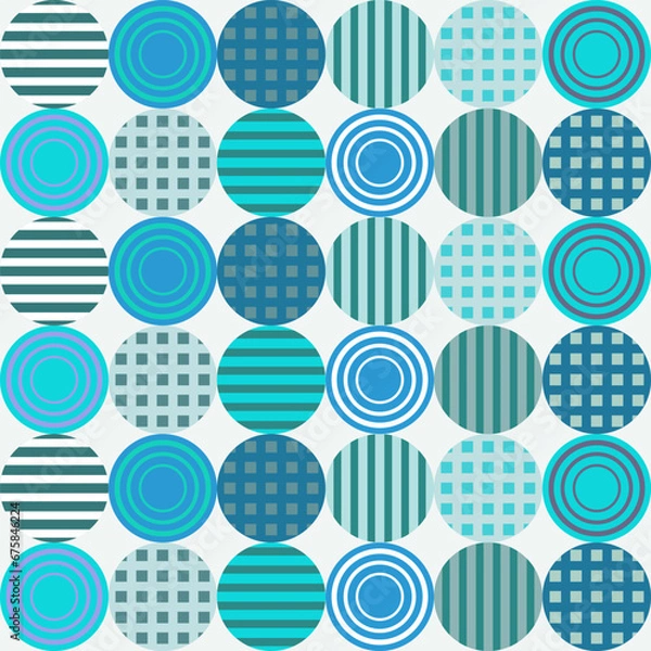Fototapeta Circle pattern with a pattern inside, blue tone, sea color.