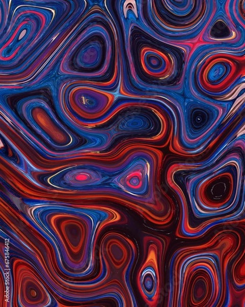 Fototapeta Abstract liquid space pattern art with circles and waves