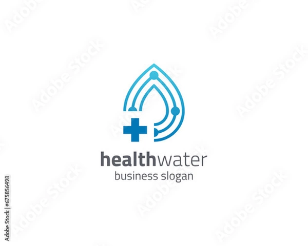 Fototapeta Creative water drop connection with cross health logo