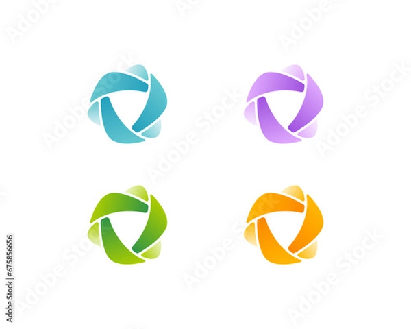 Obraz Set of creative triangle with negative shield logo