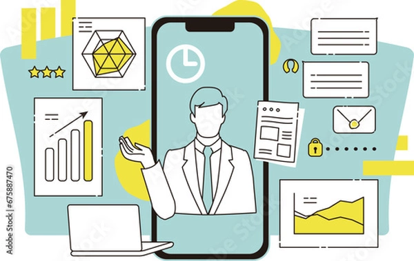 Fototapeta おしゃれなプレゼンのイメージイラスト