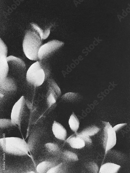 Fototapeta Branches with leaves. Black and white illustration. Versatile artistic image for creative design projects: posters, banners, cards, covers, magazines, prints, wallpapers. Artist-made art, no AI.