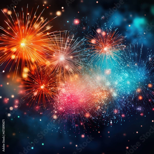 Fototapeta Festive colorful background for New Year and Christmas greetings. Design for postcards, presentations, posters,or banners.