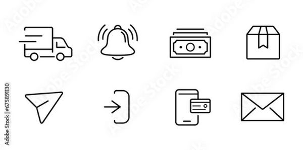 Fototapeta E-Commerce icon, Shopping icon set. Сollection of web icons for online shop, such as discount, delivery