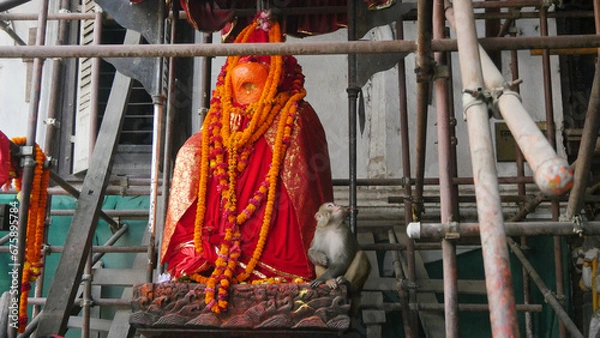 Obraz  hanuman statue and monkey