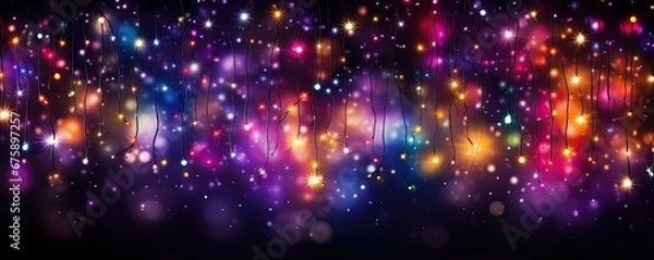 Fototapeta hanging colorful fairy light background illustration