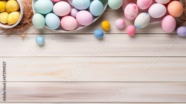 Fototapeta Vibrant Easter Background: Eggs and Flowers