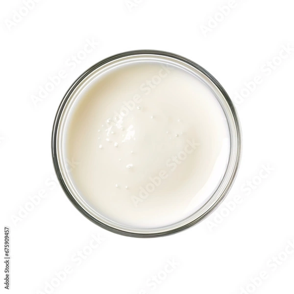 Fototapeta a glass of fresh white milk top view isolated on a transparent background