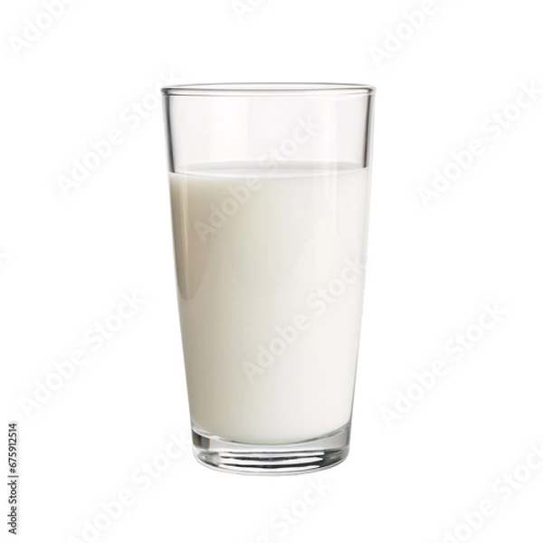 Fototapeta a glass of fresh milk isolated on a transparent background, a refreshment breakfast drink glass image PNG