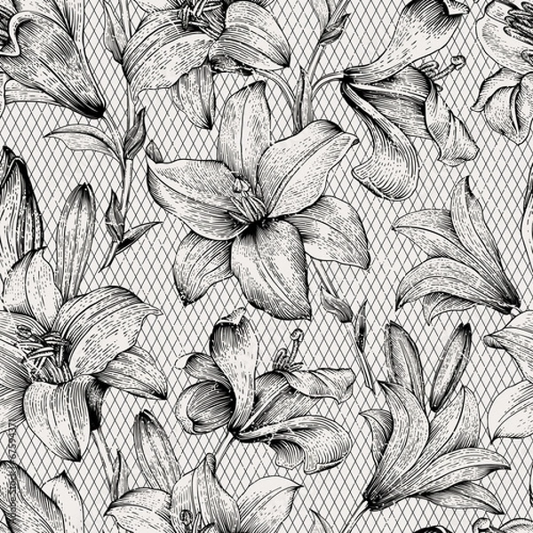 Fototapeta Seamless vector floral pattern.