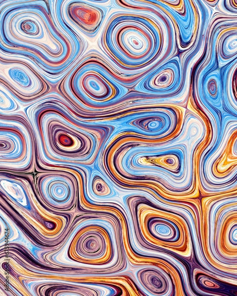 Fototapeta Abstract liquid space pattern art with circles and waves