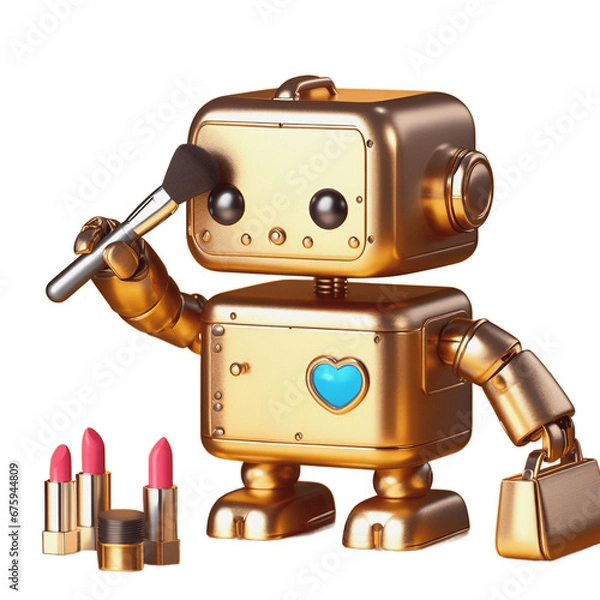 Obraz Cute robot doing makeup