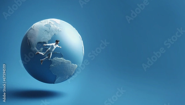 Obraz A man spinning on the globe